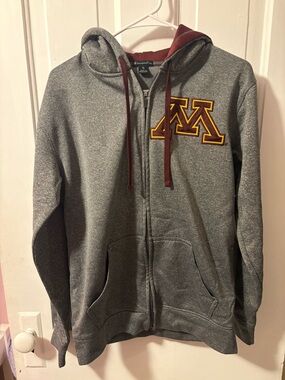 Champion Elite Minnesota Golden Gophers Full Zip Hoodie Gray Size Small